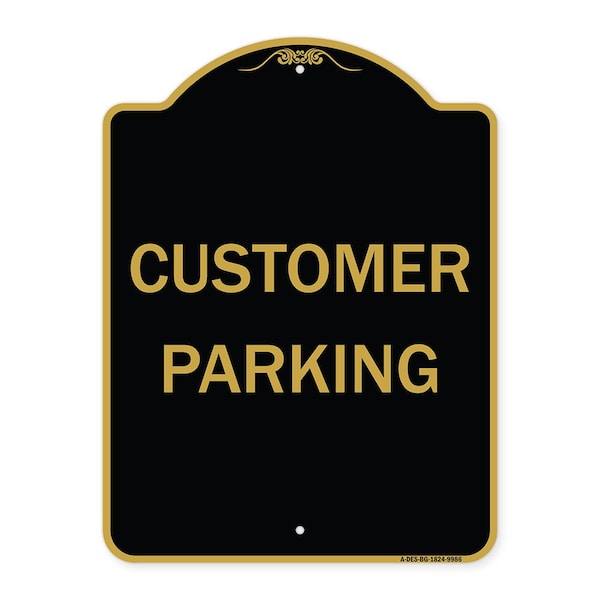 Signmission Designer Series Sign-Customer Parking, Black & Gold Heavy-Gauge Aluminum, 24" x 18", BG-1824-9986 A-DES-BG-1824-9986 - main